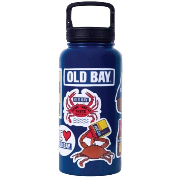 Old Bay Stickers Hot/Cold 1 Quart Stainless Steel Travel Container - NEW - Picture 1 of 4